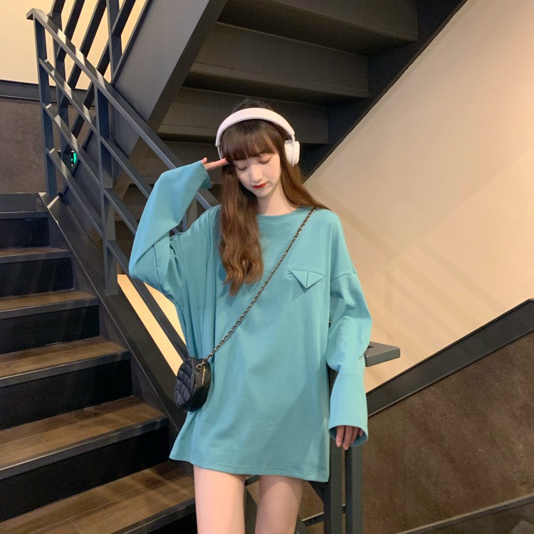 Áo Thun Tay Dài Cổ Tròn Dáng Rộng Thời Trang Cho Nữ | BigBuy360 - bigbuy360.vn