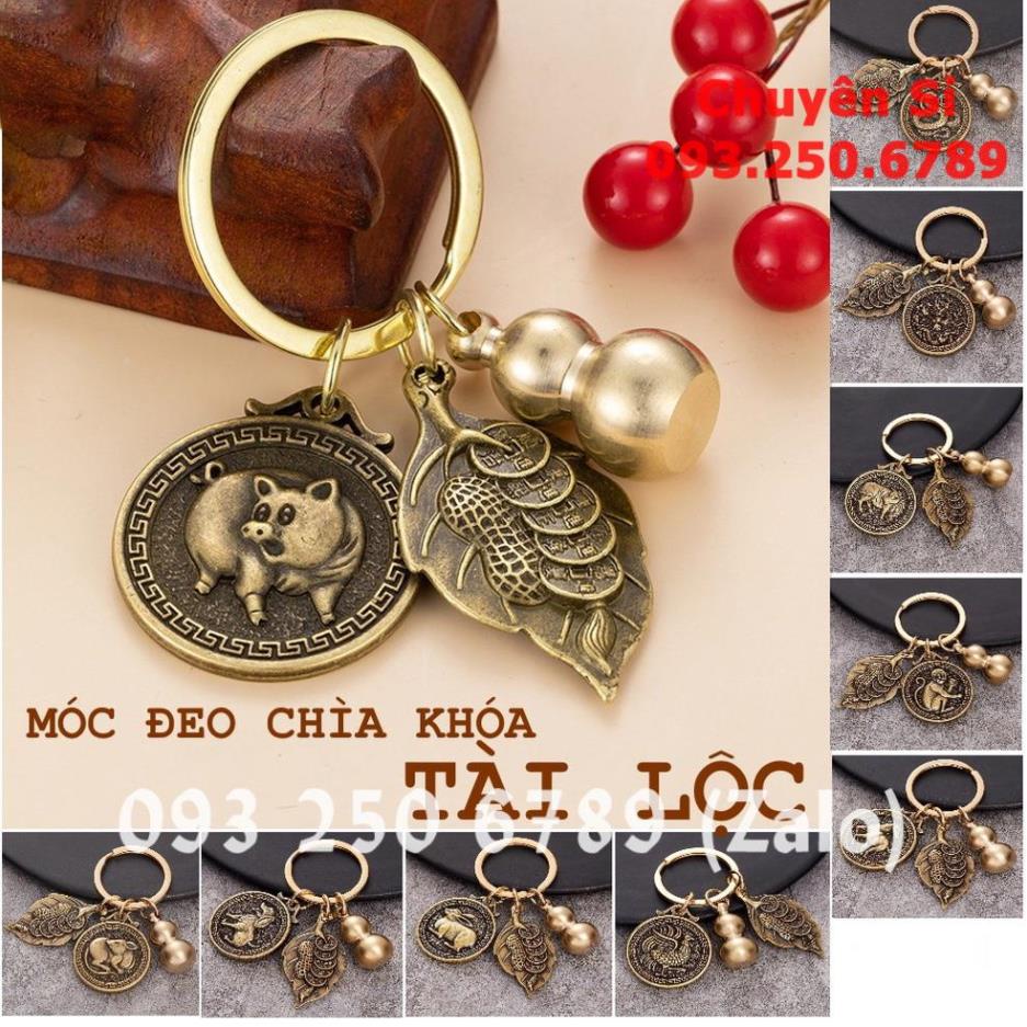 Móc Khóa 12 con Giáp phong thủy BẰNG ĐỒNG THAU , Thu hút tài lộc May Mắn