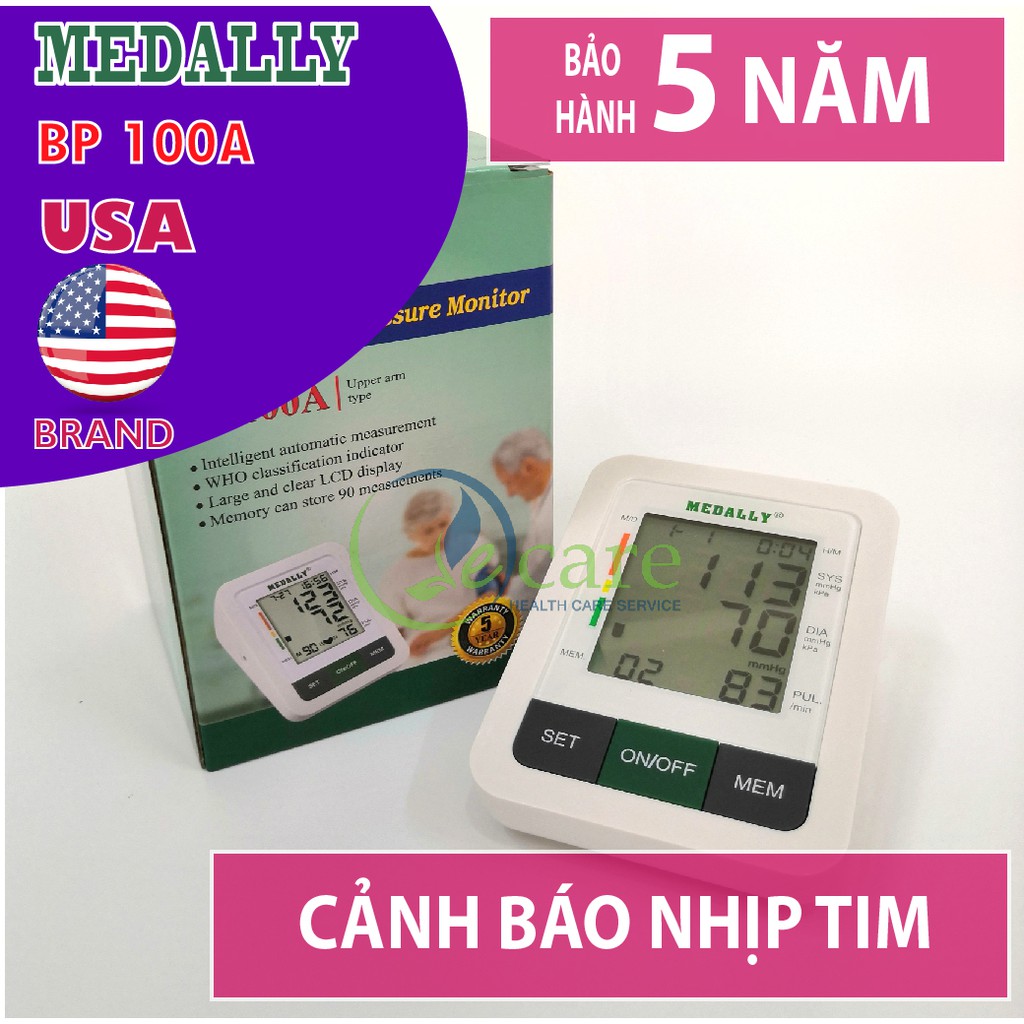 Máy đo huyết áp bắp tay Medally BP 100A - Bảo hành 5 năm