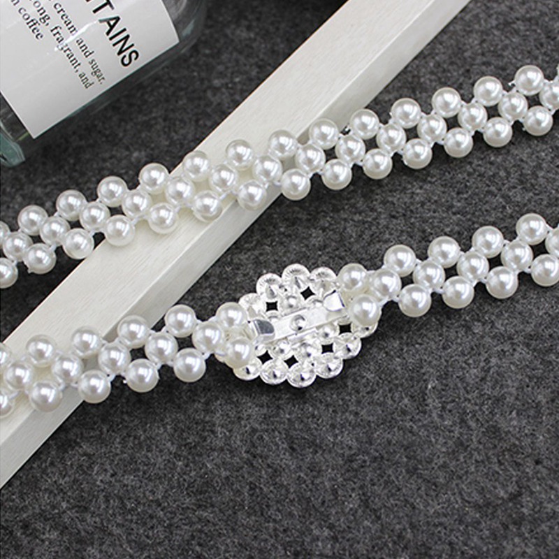 Women Skinny Pearl Chain Waist Dress Belt Strap Waistband (8 styles)