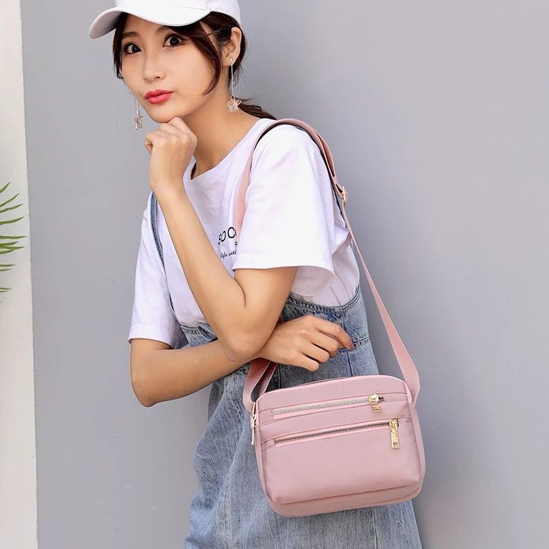 Túi Đeo Chéo Nhiều Ngăn Chất Liệu Nylon Chống Thấm Nước Thời Trang Cho Nữ