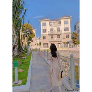 ĐẦM MIDI NUDE TAY PHỒNG (KÈM HÌNH THẬT)