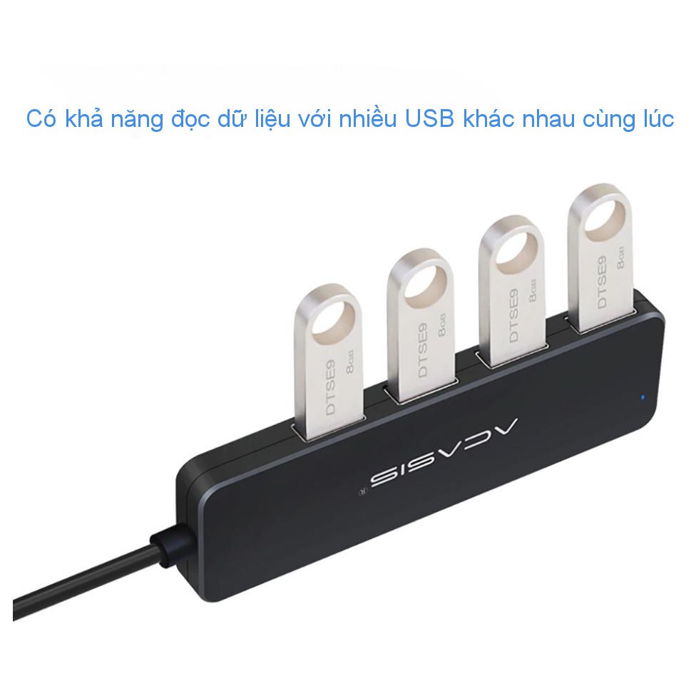 Bộ chia Hub 4 cổng USB 3.0 nhỏ gọn dùng cho laptop, máy tính PC, bàn phím, ổ đĩa... ACASIS AB3-L412