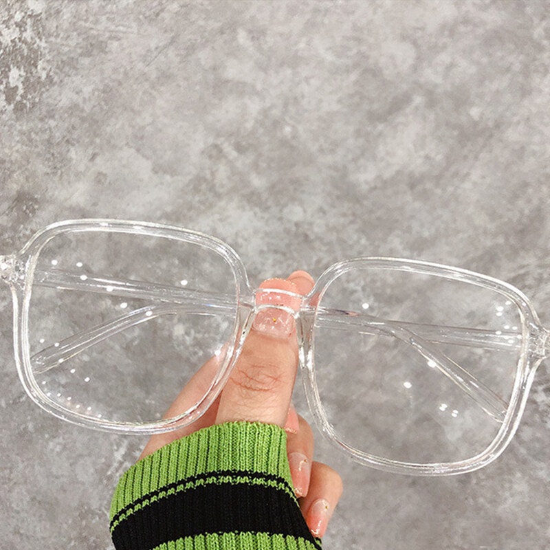 Mắt Kính Chống Bức Xạ Gọng Vuông Màu Đen Phong Cách Hàn Quốc Cho Nữ