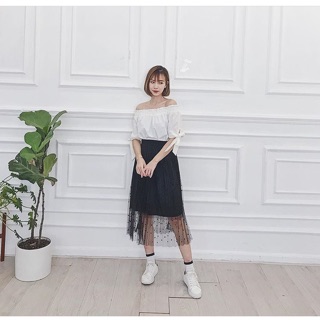 Chân váy lưới bi