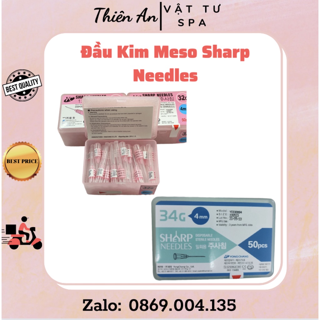 HCM - Bình Dương (Mua 10 Tặng 1) Đầu Kim Tiêm Meso 32g4mm Sharp Needle Chính Hãng Hàn Quốc - Kim Tiê