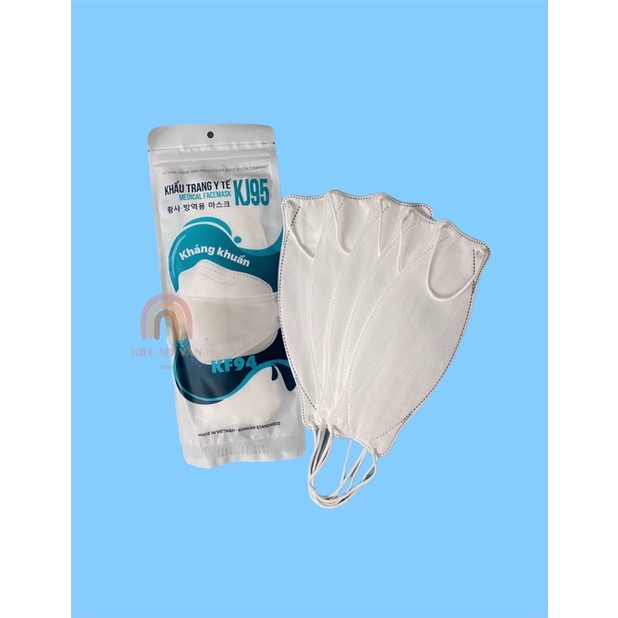 Khẩu trang KJ95 xuất Hàn Quốc kiểu dáng KF94 túi 5 chiếc