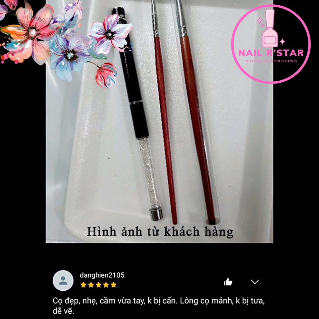 Cọ nét cán đá cao cấp 3 sizes  - Cọ vẽ nail chuyên dụng  NAIL R’STAR