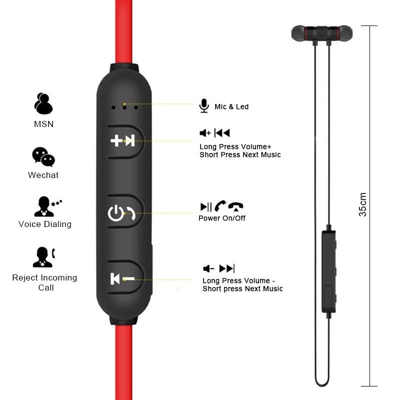 M9 Bluetooth Wireless In-Ear Noise Canceling Earphone with Microphone Sweat Proof Stereo Headset