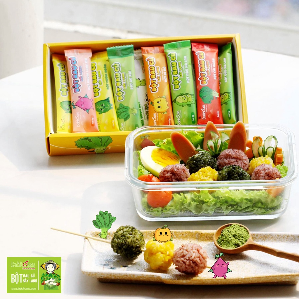 Bột rau củ dinh dưỡng cho bé ăn dặm DALAHOUSE (gói 3g tiện dụng) - Hsd: 5/2024- Shanti