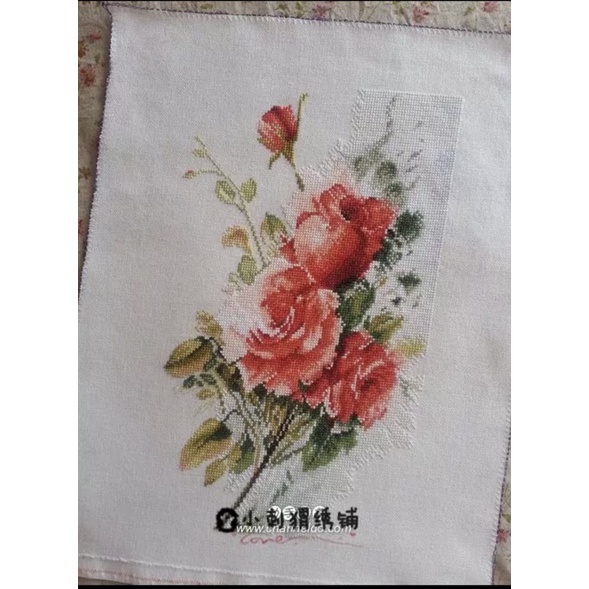 tranh thêu chữ thập không in sắp chỉ bông hoa hồng