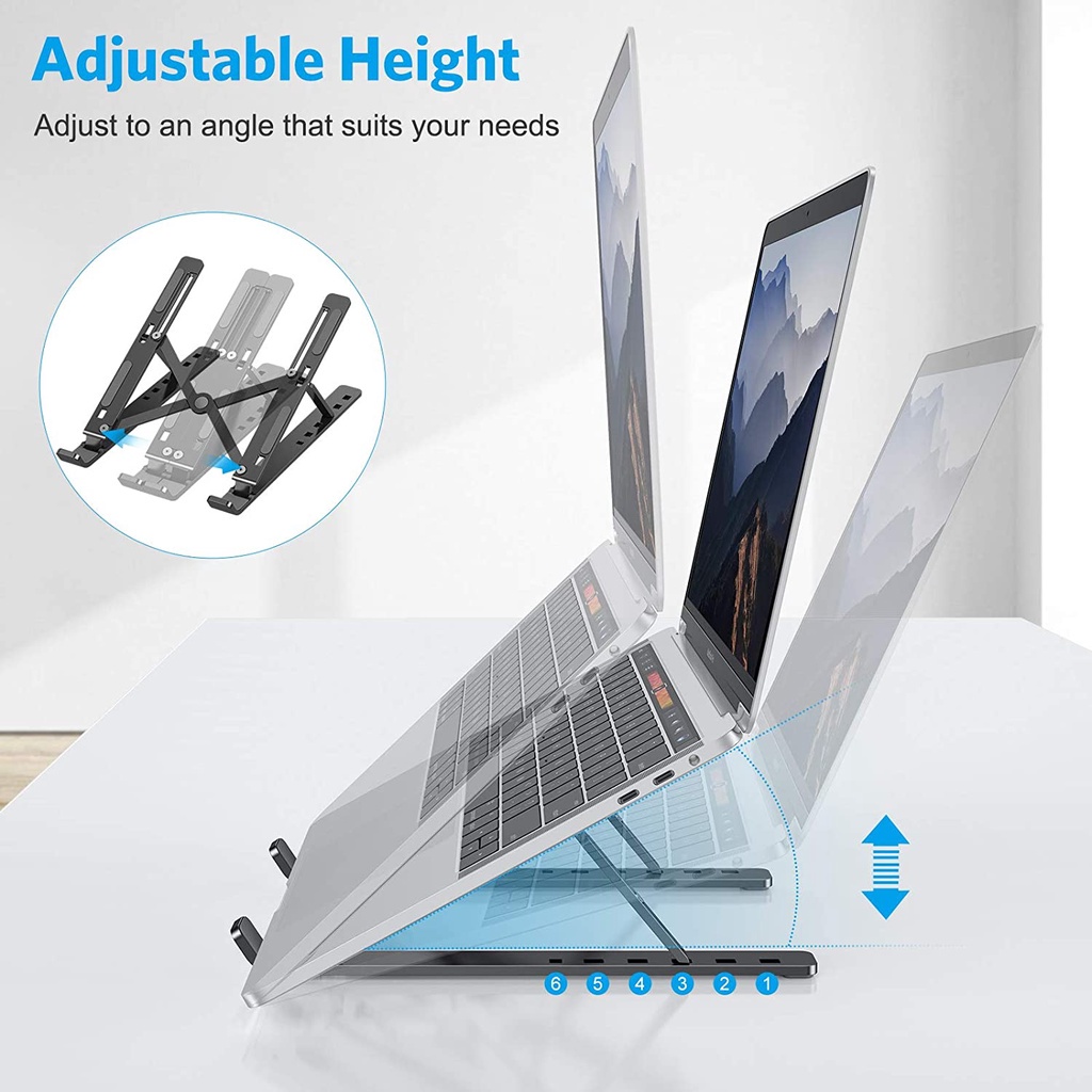 Giá Đỡ Laptop / Máy Tính Bảng 6 Cấp Độ Chống Trượt Tùy Chỉnh Tiện Dụng