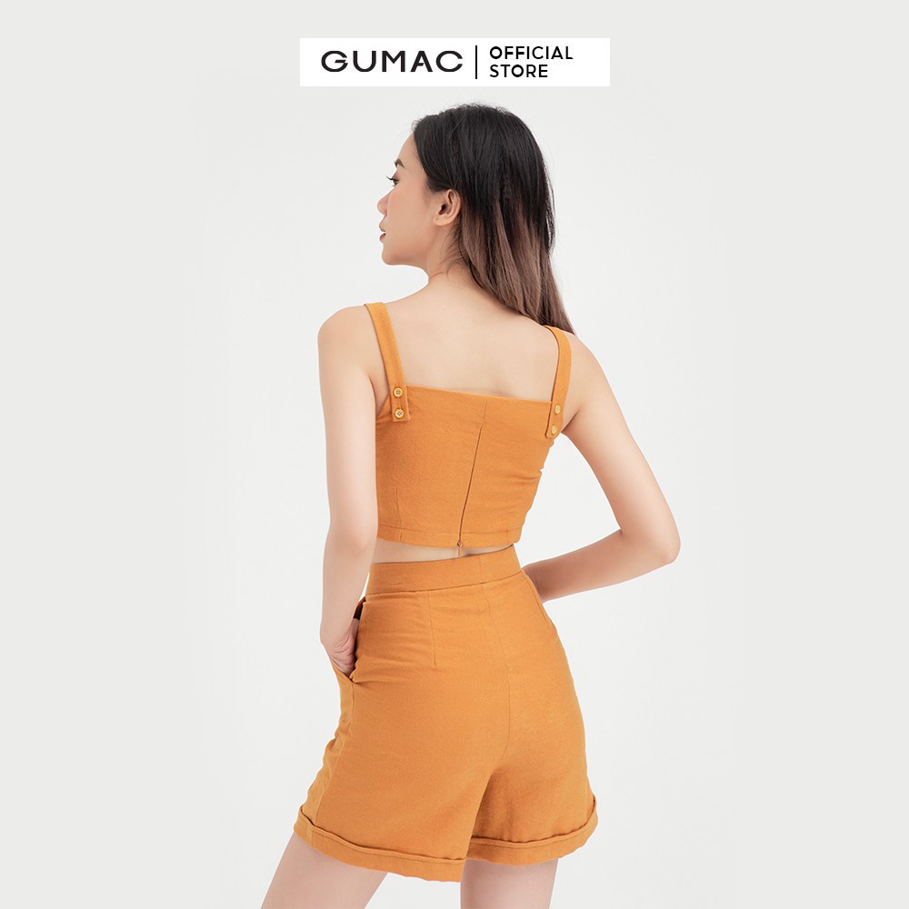 Áo croptop nữ phối nút GUMAC thiết kế năng động AB415