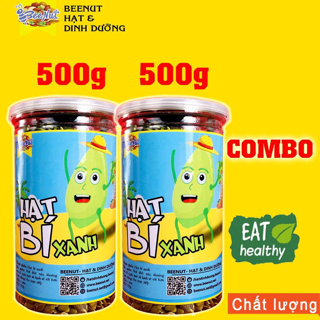 Hạt bí xanh ấn độ (1KG) (Combo 2 Phần 500g) Hạt bí rang đã tách vỏ Hạt bí sống làm sữa hạt Hạt dinh dưỡng BeeNut