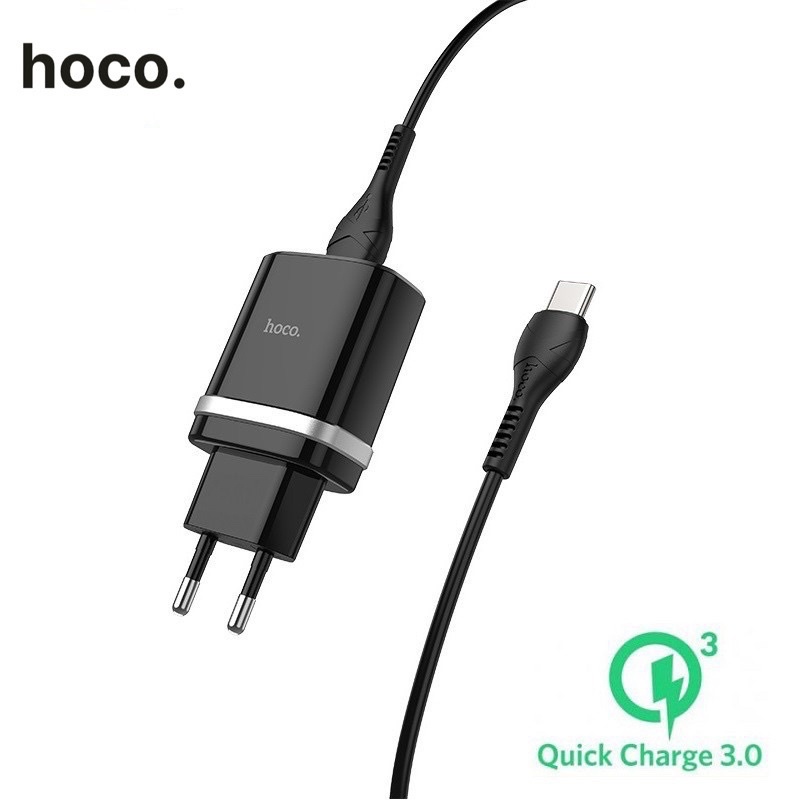 ✔FREESHIP✔Bộ Cốc Sạc Nhanh 18W 3A HOCO C12Q Hỗ Trợ QC 2.0 3.0 Dây Dài 1M Cổng Type C Cho Android SamSung Xiaome Huawei
