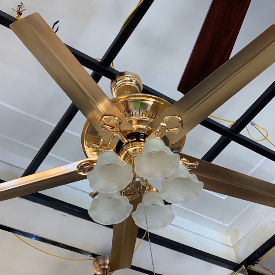 Quạt Trần Đèn 5 Cánh Thép Không Gỉ 2645, Quạt Trần Trang Trí Phòng Khách/Điều Khiển Từ Xa