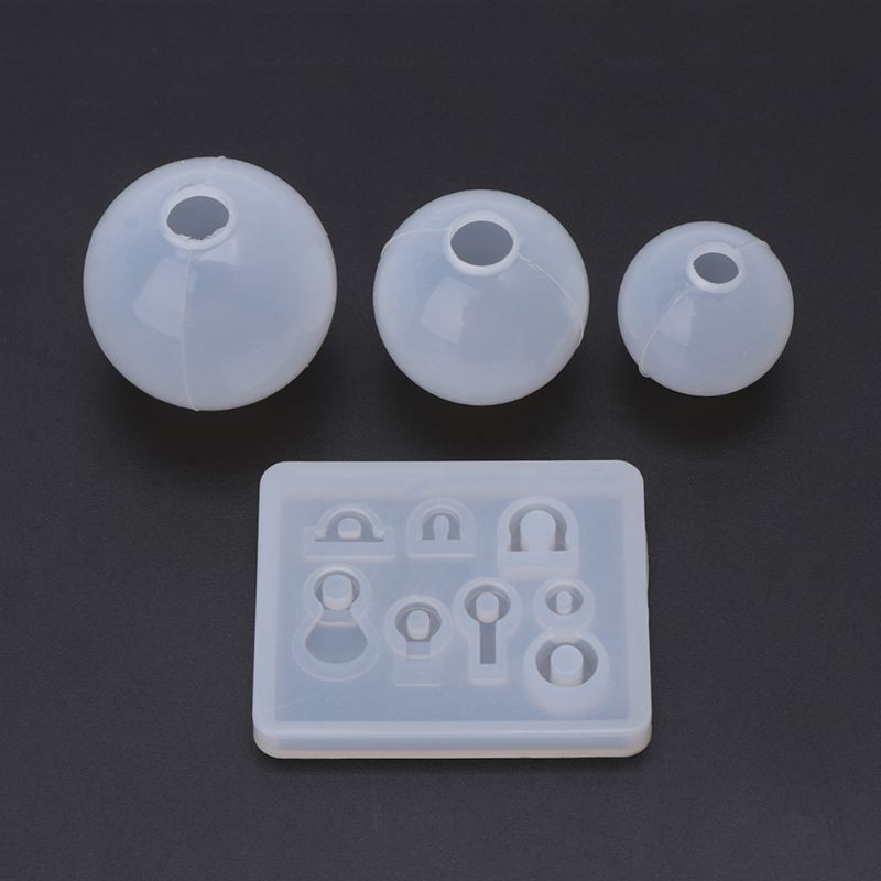 RUNღღ4 Pcs/set Spherical Crystal Epoxy Silicone Mold DIY Jewelry Pendant Resin Molds