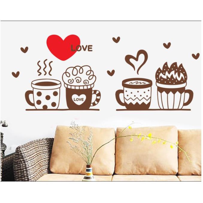 [XẢ HÀNG] Decal dán tường trang trí quán cafe, coffee - tách cà phê AmyShop