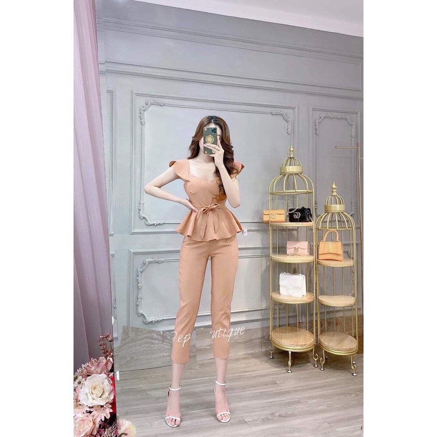 Set Bộ Thời Trang Mặc Nhà Quần Lửng Áo Tay Cánh Tiên