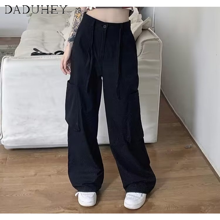 Quần ống rộng nhiều túi phong cách đường phố mùa hè kiểu hip-hop Hồng Kông