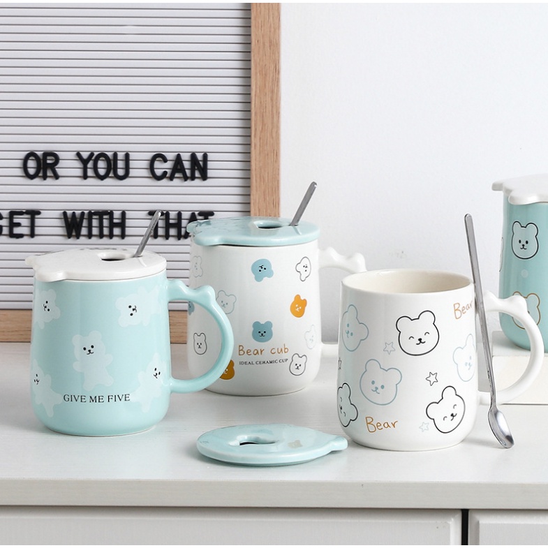 Cốc sứ, Ly sứ cao cấp uống nước, cà phê họa tiết hình gấu quà tặng sinh nhật, Valentine