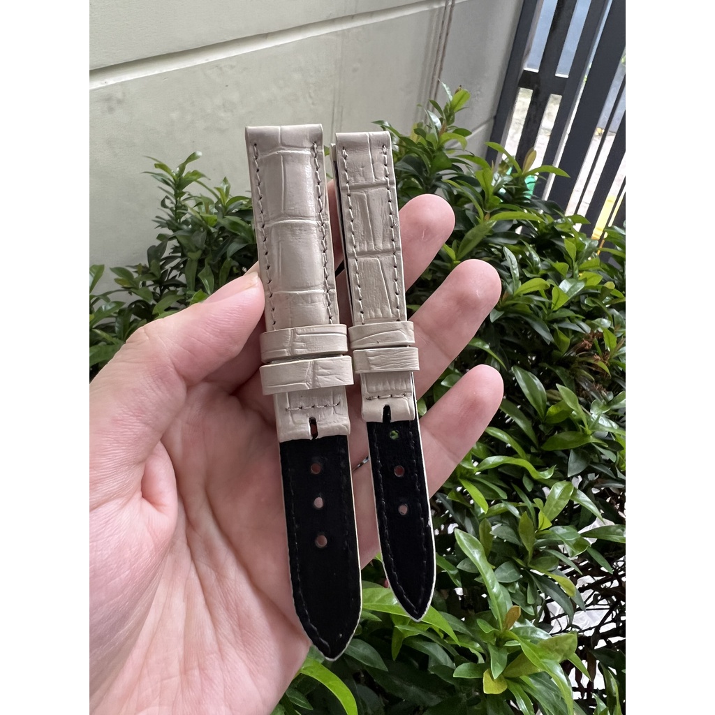 TẶNG CHỐT VÀ DỤNG CỤ THAY DÂY Dây đồng hồ da bò thật 2 mặt Màu Xám