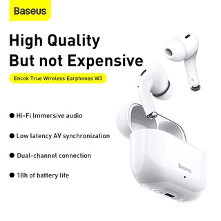 Tai nghe Bluetooth Baseus Encok W3 TWS (Bluetooth 5.0, 4h continuously listen, Noise reduction, IP55, True Wireless)