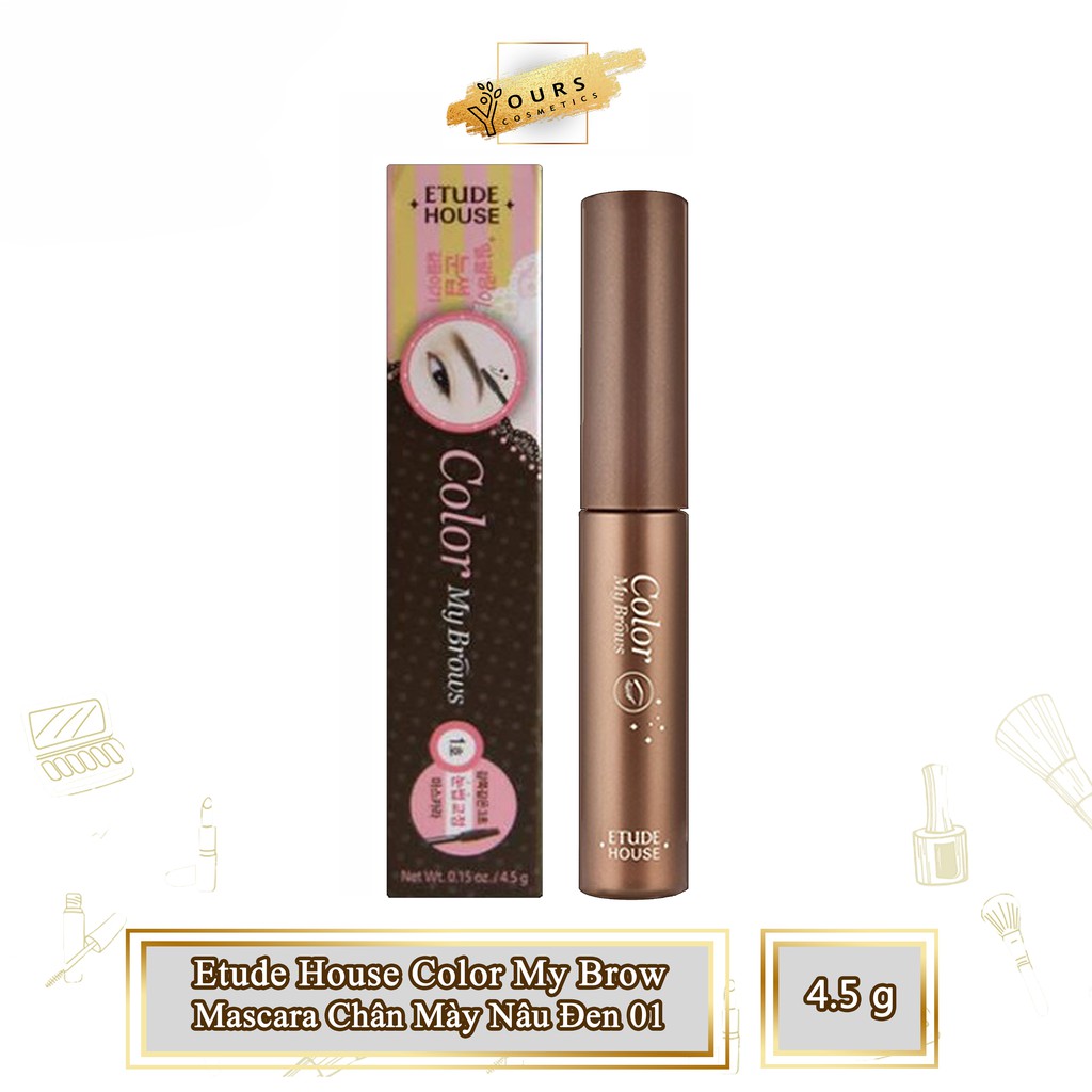 [Auth Hàn] Mascara Chân Mày Etude House Color My Brow Màu Nâu Đen 01 Rich Brown - Mascara Chân Mày Etude House Nâu Đen