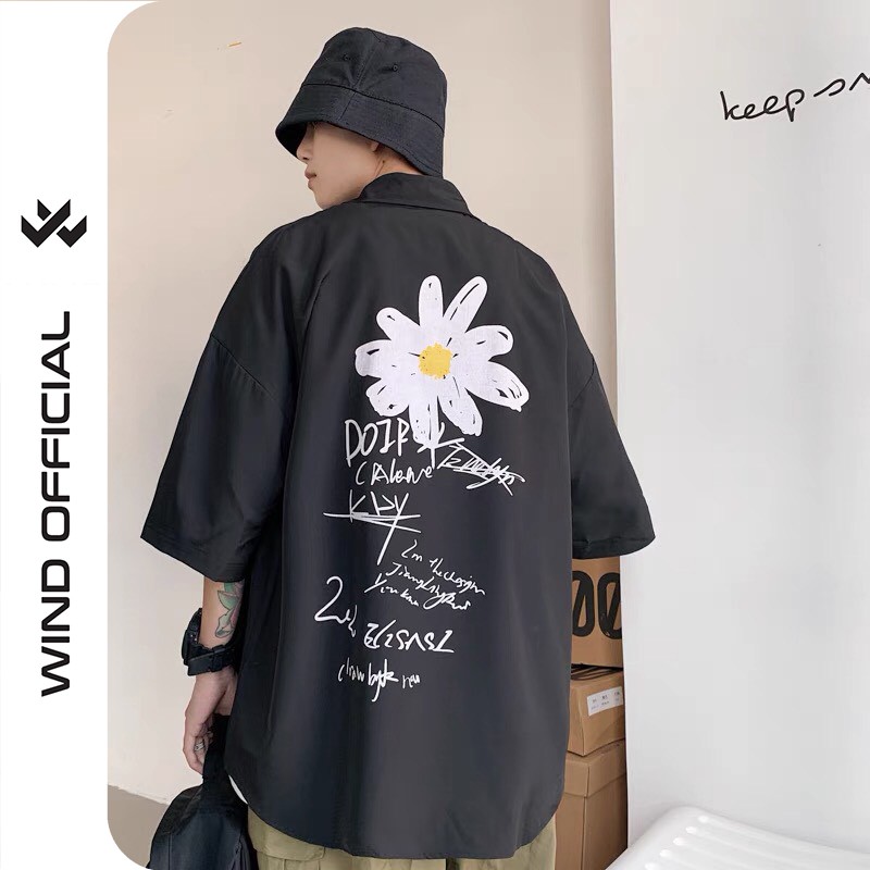 Áo sơ mi tay lỡ WIND unisex kaki form rộng Quốc Dân nam nữ oversize ulzzang | BigBuy360 - bigbuy360.vn
