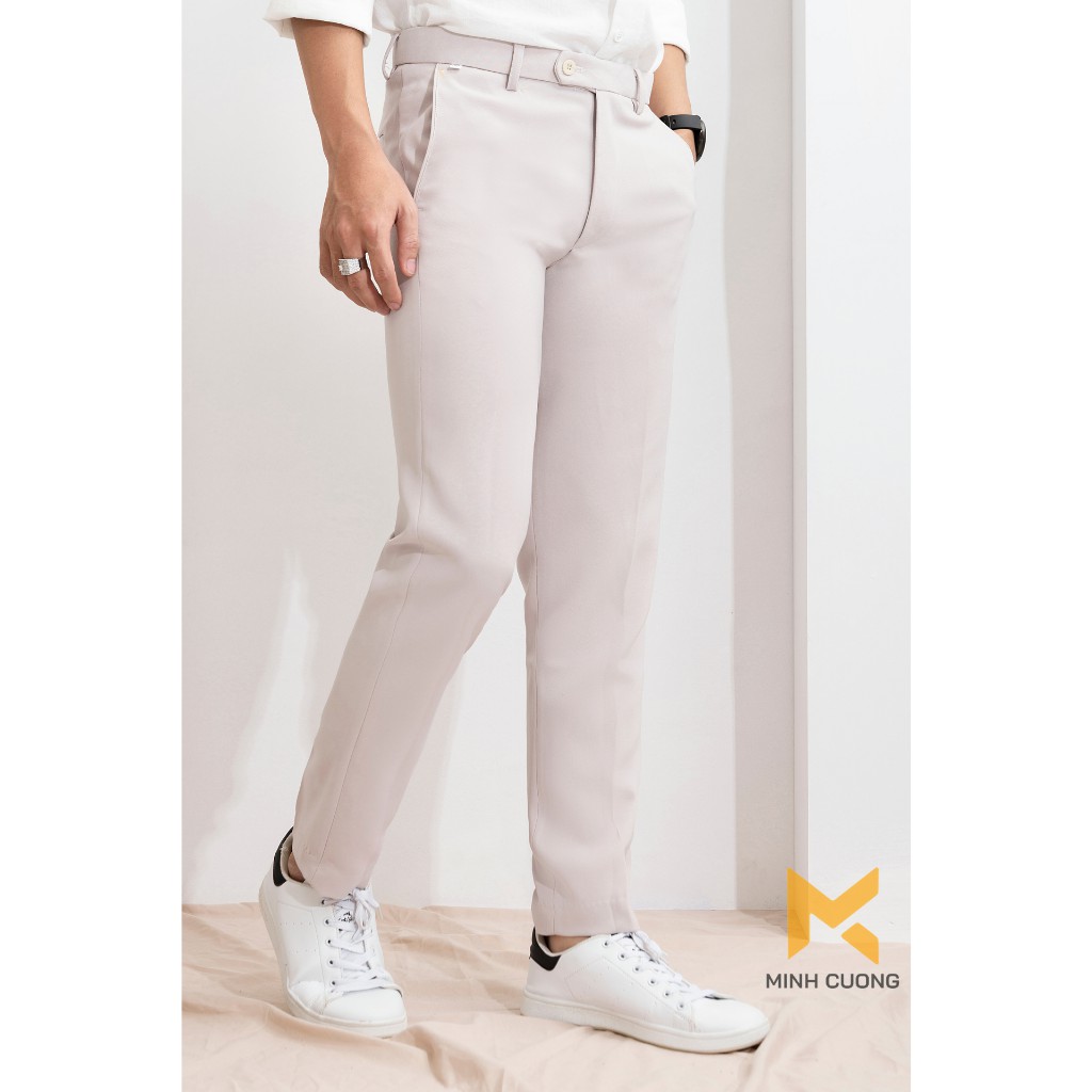 Quần tây nam (màu kem sữa), dáng côn, vải cotton đẹp, chất co giãn cao cấp, phong cách công sở lịch lãm