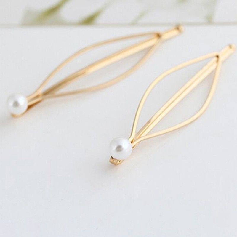 Kẹp Tóc Kim Loại Màu Vàng Đồng Đính Đá