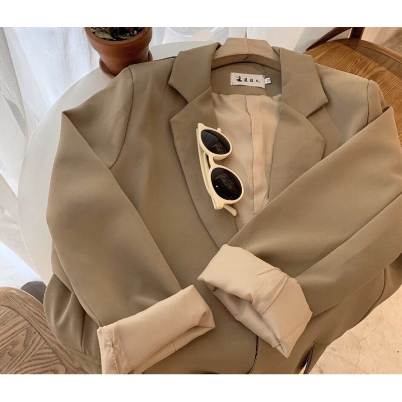 [Hàng sẵn]Áo blazer 2 lớp phong cách Hàn quốc-Áo vest nâu sang chảnh