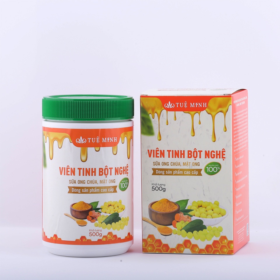 Viên tinh bột nghệ mật ong Tuệ Minh nguyên chất ,chống lão hóa, sáng da mờ thâm 500g