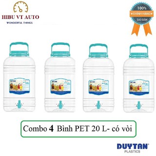 Combo 4 bình pet đựng nước tròn có vòi 20 lít duy tân no.627