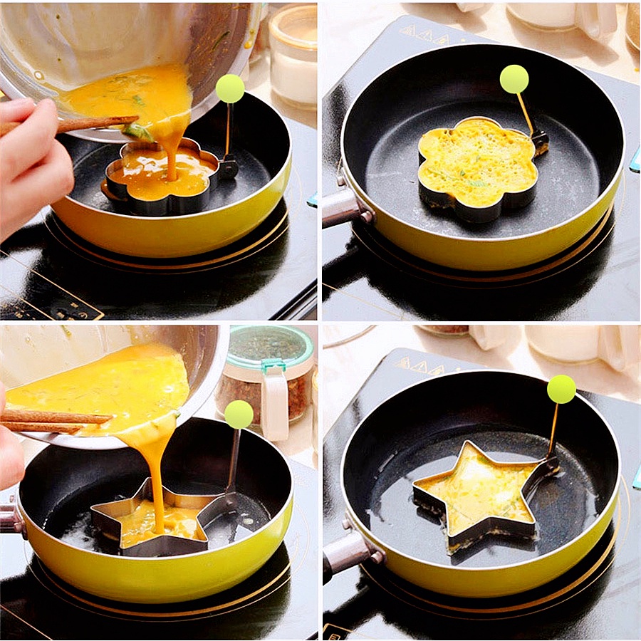 Bộ khuôn chiên trứng tạo hình bằng inox 5 chiếc