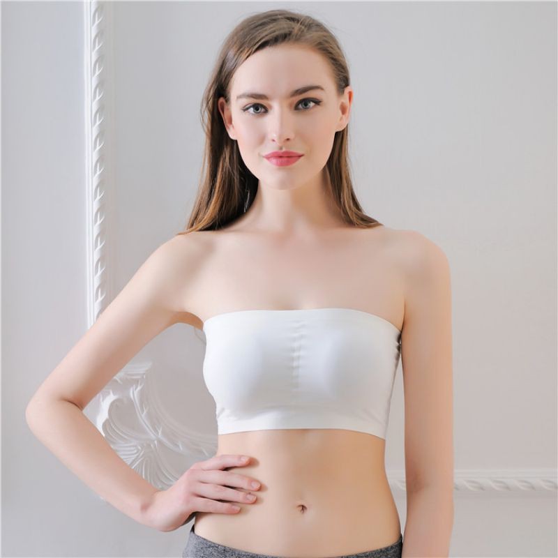 Women Wireless Bars Solid Removable Pads Bandeau Seamless Crop Bras for Women Strapless Padded Bras | WebRaoVat - webraovat.net.vn