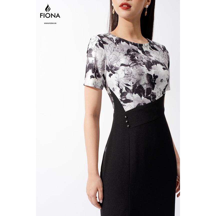 Đầm Ôm Phối Họa Tiết FIONA, Đầm Nữ Thời Trang Nữ Tính Mã F459852