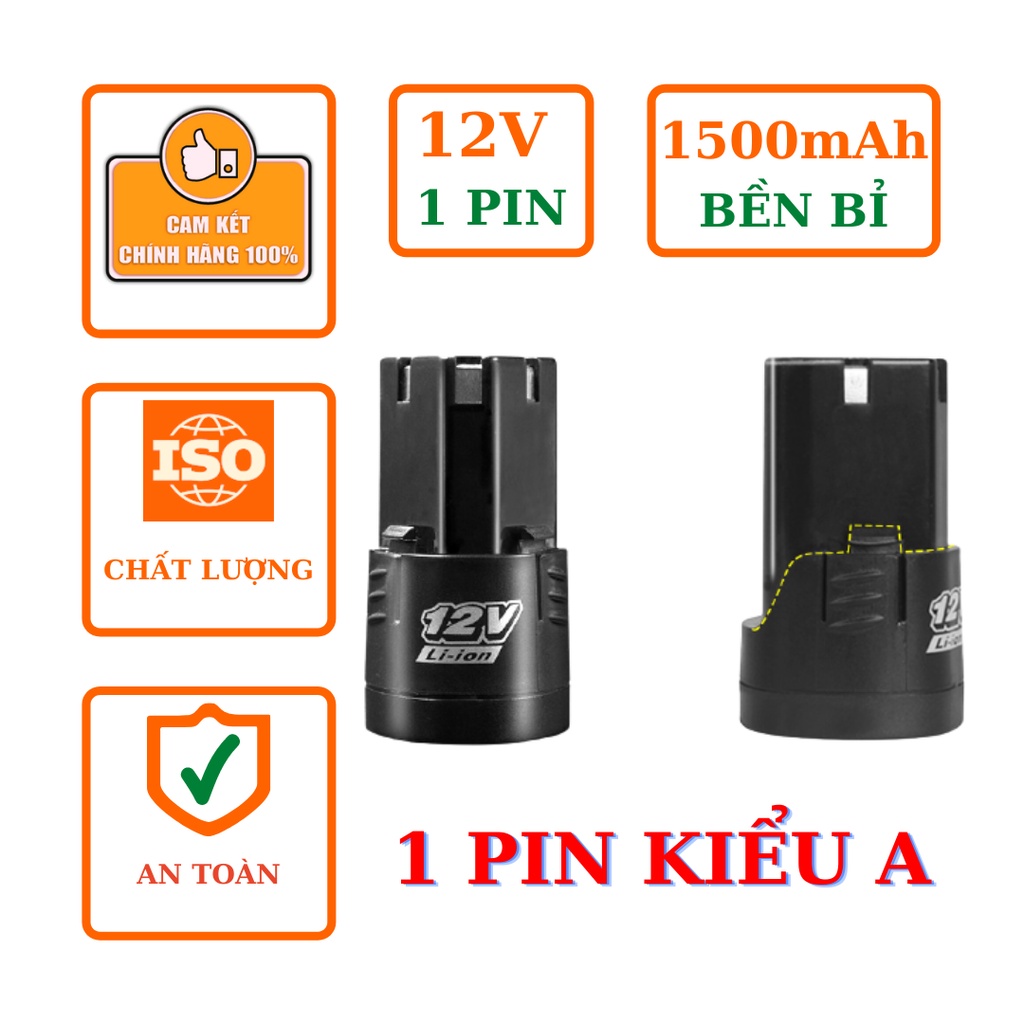 1 Pin máy khoan bắt vít cầm tay 12V 1500mAh kiểu A B C D E