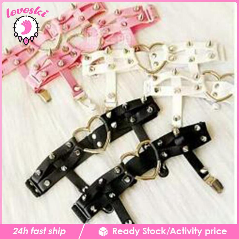 Set 5 vòng khoen hình trái tim màu bạc dùng làm thắt lưng/nịt bít tất/vòng chân/vòng cổ choker thủ công
