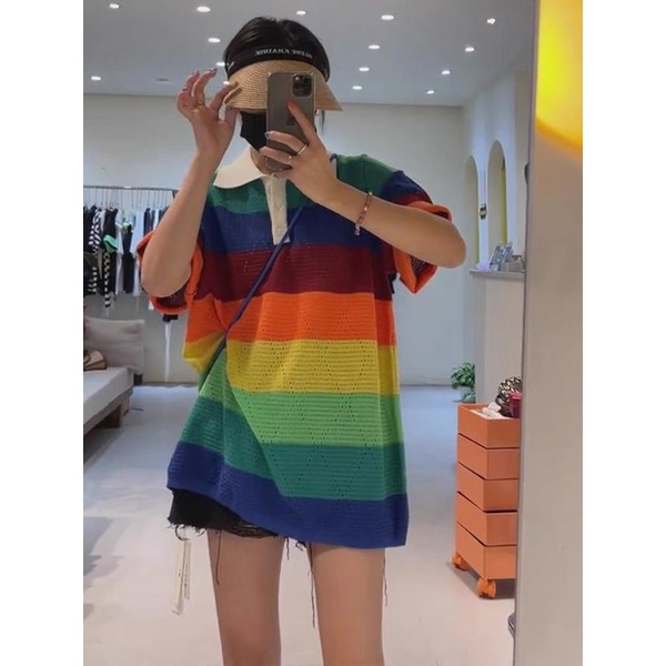 Áo váy len dệt kim oversize dáng thụng rộng - len lỗ vân trám