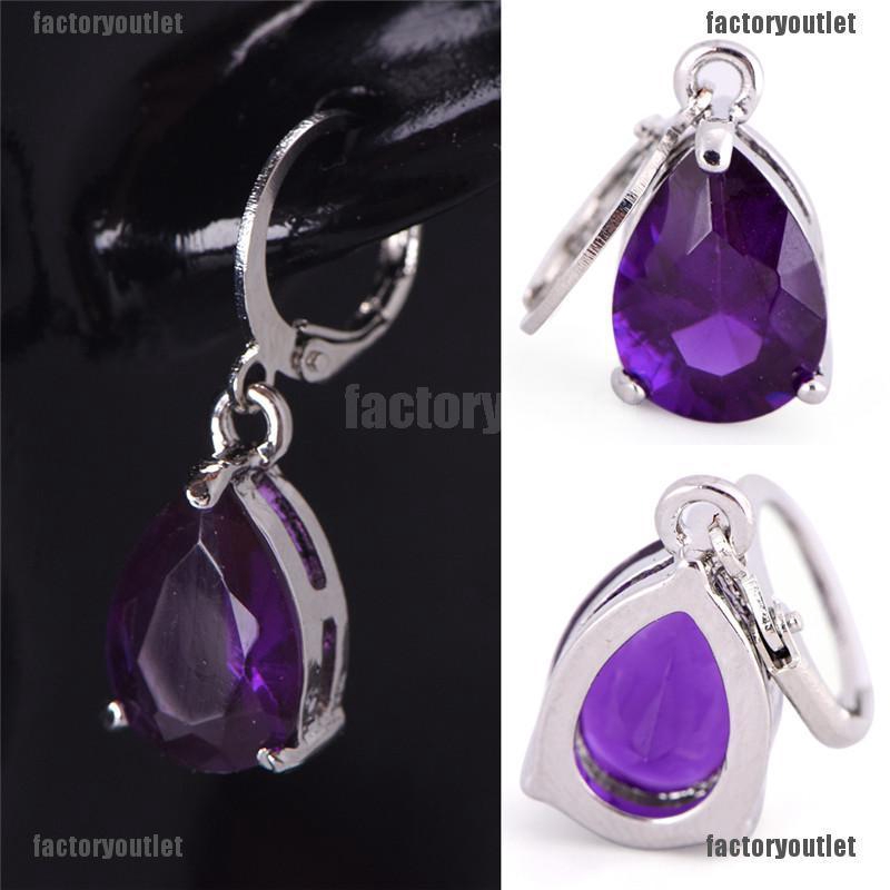 Khuyên Tai Tròn Mạ Bạc Đính Đá Sapphire