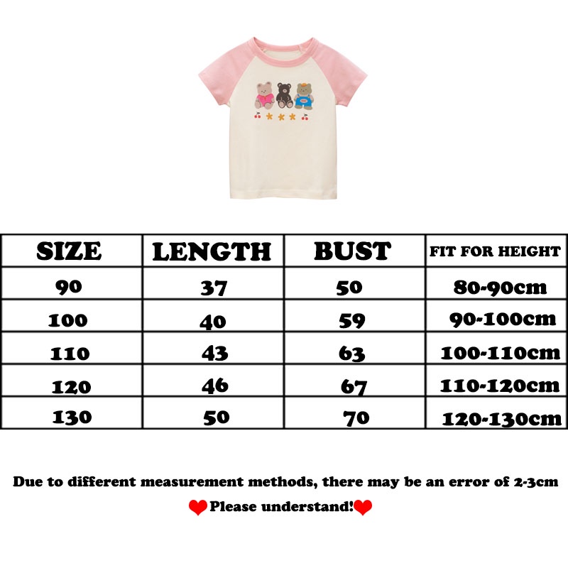 Áo Thun Tay Ngắn Vải Cotton In Hoạt Hình Kiểu Hàn Quốc Dễ Thương Cho Bé Gái