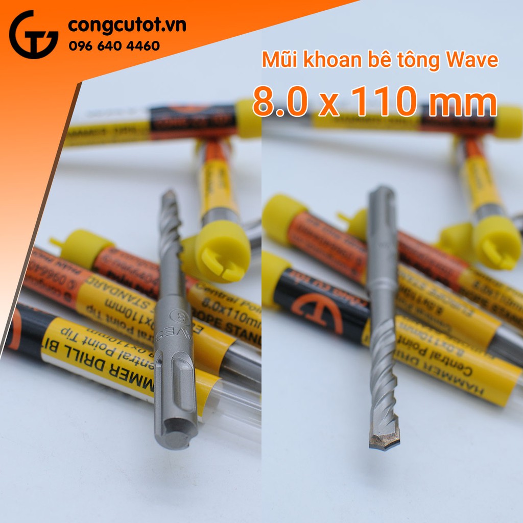 Mũi khoan bê tông Waves 8x110mm trong ống nhựa