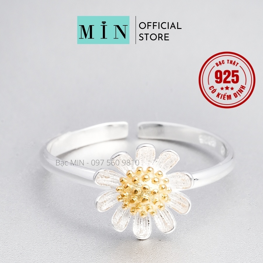 (Ảnh thật) Nhẫn bạc nữ hoa cúc Daisy (Freesize)