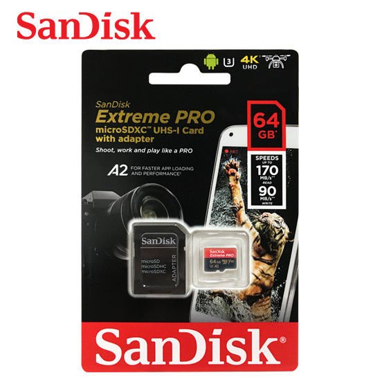 Thẻ Nhớ Sandisk Extream Pro A2 128GB 64GB Micro SD 170Mb/S Dùng Cho Điện Thoại Máy Ảnh -Tốc Độ Cao-Bảo Hành 3 Năm 1 Đổi1
