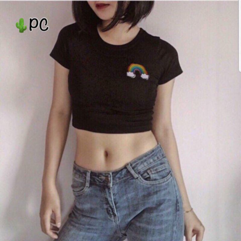 [Mã WASTUP giảm 10% tối đa 30K đơn 99K] Áo croptop thêu cầu vòng | BigBuy360 - bigbuy360.vn