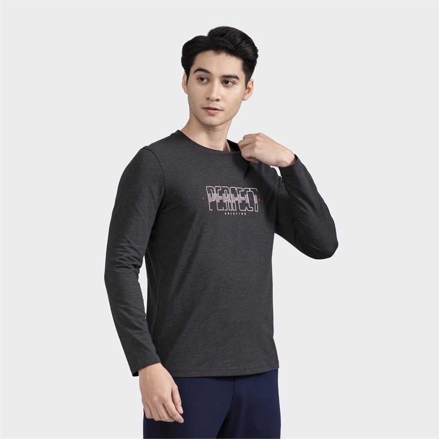 Áo Thun Thu Đông Dài Tay Nam Aristino ALT004W2 Trơn Màu In Chữ Chất Cotton Cao Cấp dáng Regular Fit Cổ Tròn