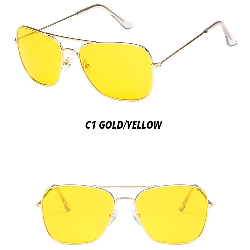 Kính mát gọng kim loại vuông trơn màu thời trang retro phương tây dành cho nam và nữ