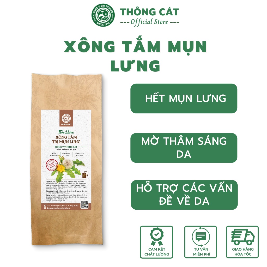 Thảo dược xông tắm chăm sóc cơ thể, sạch mụn lưng, lỗ chân lông, mụn trứng cá, dưỡng trắng da hiệu quả - Thông Cát HCM