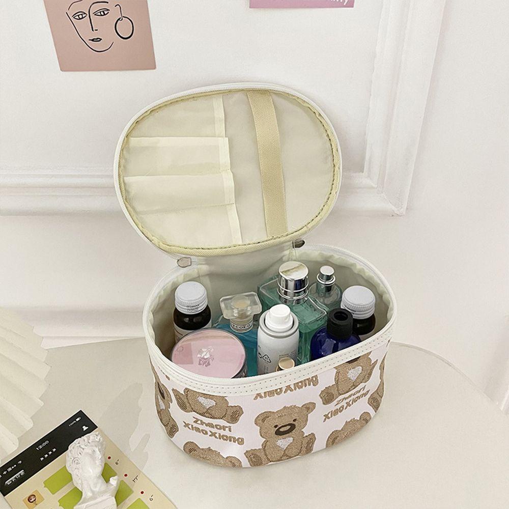 Túi Đựng Mỹ Phẩm QUINTON Cỡ Lớn Có Khóa Kéo Họa Tiết Gấu Hoạt Hình Cho Nữ